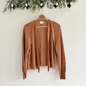 Wrap London Brown 100% Linen Mid Length Open Cardigan Size 8 16-3064